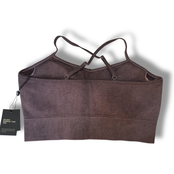 YoungLA Women’s Sports Bra Plum Truffle Wash Padded Adjustable Strap NWT - Picture 3 of 4